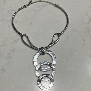 Elegant Silver tone Hammered Necklace